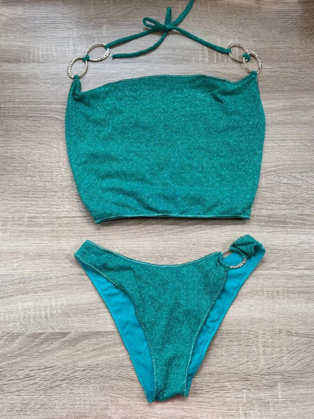 Oseree Lumiere O-Gem Two-Piece Tankini Swim Set Aguamarine